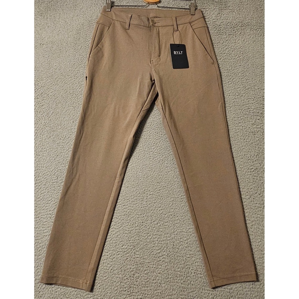 BYLT Premium Basics Everyday Pant 2.0 Taupe Mens Size 34 Stretch Chino Trousers